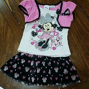 Disney Store Minnie Mouse Shirt and Skirt Outfit